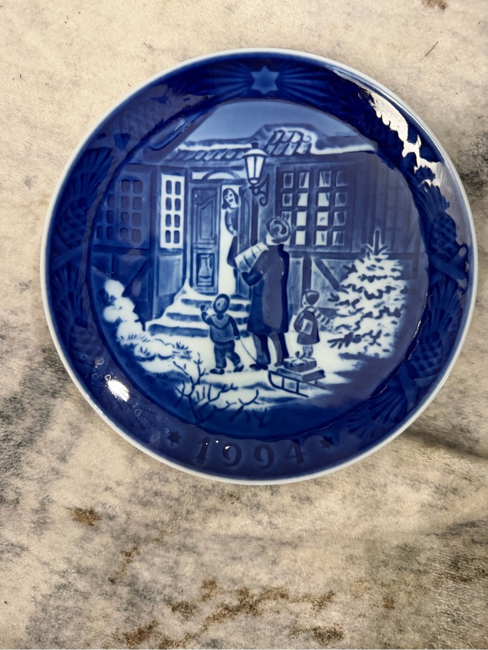 Royal Copenhagen White Porcelain Plate with Blue Markings 1994